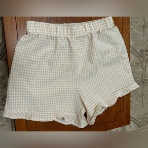 Cozy Cream Gingham Sleep Shorts - Women